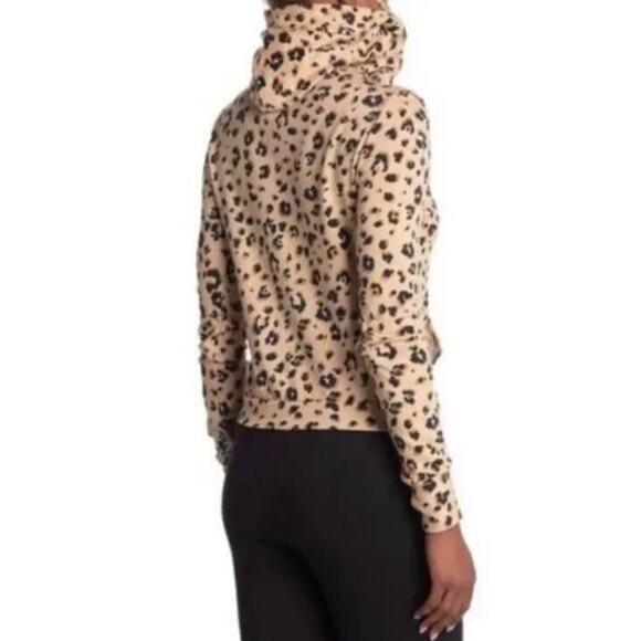 Love, Fire Women's Face Mask Hoodie in Tan Animal Print Small MSRP $30 - Picture 2 of 7
